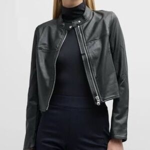 SPANX II Moto Luxe Black Leather Jacket